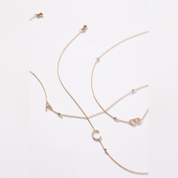 NWT Delicate Monogram Necklace by Anthropologie - Picture 3 of 4